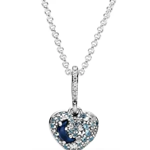 Collar Cadena Pandora Luna Azul Y Estrellas Corazón Original