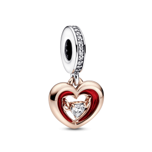 Charm Pandora Corazón Radiante Dos Tonos Oro Rosa Y Plata