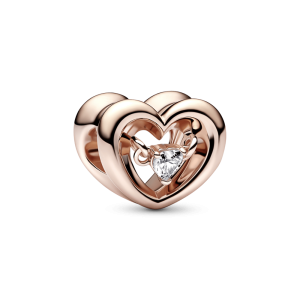 Charm Pandora Rose Corazón Radiante Piedra Flotante Oro Rosa