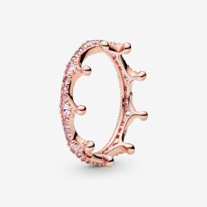 Anillo Pandora Rose De Compromiso Corona Brillante Oro Rosa