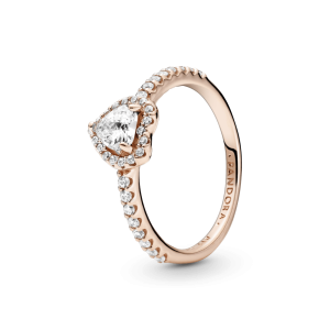 Anillo Pandora Rose De Compromiso Corazón Elevado Oro Rosa
