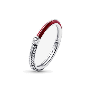 Anillo Pandora Me De Compromiso Doble Rojo Plata