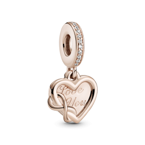Charm Pandora Rose Corazón con Infinito Te Amo Oro Rosa