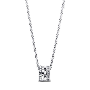 Collar Cadena Pandora Signature Logo Brillante Plata Original