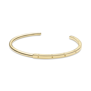 Pulsera Pandora Shine Signature Abierta Rígida Elegante Oro Dorada