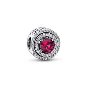 Charm Pandora Redondo Reluciente Ruby Brillante Plata Original
