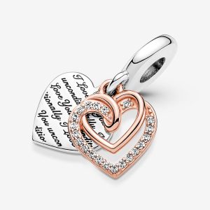 Charm Pandora Rosa Corazón Infinito Doble Amor Oro Rosa