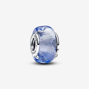 Charm Pandora Océano Ondulante Cristal Murano Azul Original