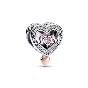 Charm Pandora Corazón Te Amo Mamá Madre Plata S925 Original