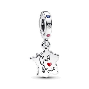 Charm Pandora Mapa De Francia Frances Asi Es La Vida Plata S925 Original