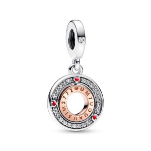 Charm Pandora Mensaje De Amor Te Amo Giratorio Oro Rosa Y Plata S925