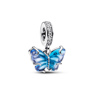 Charm Pandora Mariposa de Cristal Murano Azul En Plata S925 Original