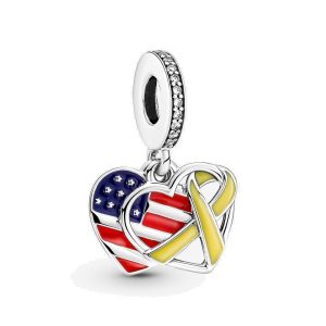 Charm Pandora Estados Unidos USA Bandera Conmemorativa En Plata S925 Original