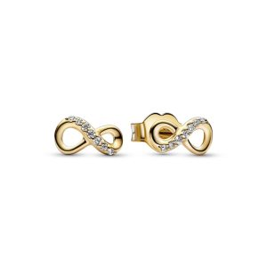 Aretes Pandora Shine Infinito Brillante Dorado Oro