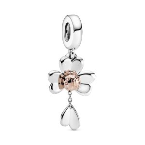 Charm Pandora Trebol Y Mariquita Oro Rosa En Plata S925 Original