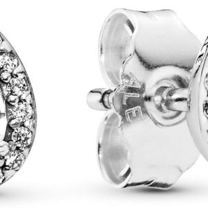 Aretes Pandora Gota Con Halo De Lagrima Brillante En Plata S925