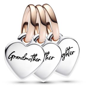Charm Pandora Triple Abuela Madre E Hija Dos Tonos Plata Y Oro Rosa