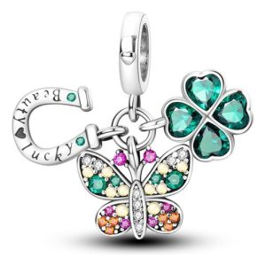 Charm Pandora Buena Suerte Trébol Herradura Mariposa Plata S925 Original