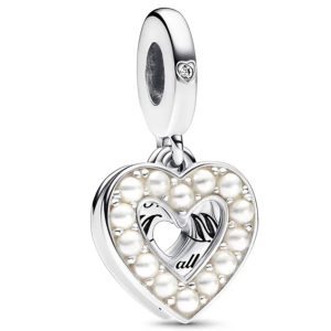 Charm Pandora Gracias Mamá Madre Corazón Perlas En Plata S925 Original
