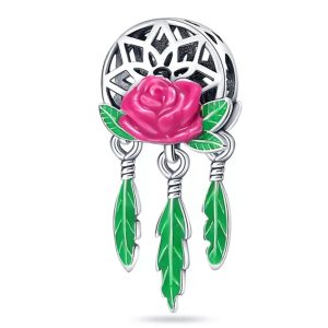 Charm Pandora Atrapasueños Rosa Tres Plumas Colgante En Plata S925 Original