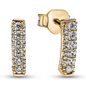 Aretes Pandora Shine Fila Pavé Brillante Oro Dorado