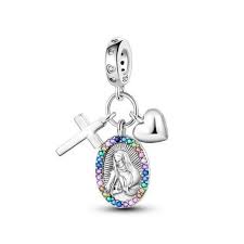 Charm Pandora Virgen María Triple Corazón Fe Religioso Original