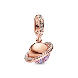 Charm Pandora Rose Saturno Planeta Brillante Oro Rosa