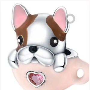 Charm Pandora Bull Dog Perro Taza Corazón Rosa En Plata S925 Original
