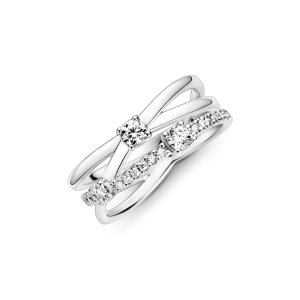 Anillo Pandora De Compromiso Triple Brillante Plata S925 Original