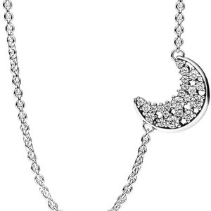 Collar Cadena Pandora Luna Brillante Plata S925 Original