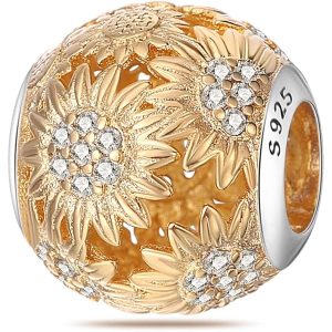 Charm Pandora Girasol Separador Dorado Oro Brillante Plata S925 Original