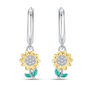 Aretes Pendientes Pandora Flor Girasol En Plata S925 Original