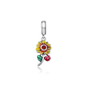 Charm Pandora Girasol Y Mariquita Plata S925 Original