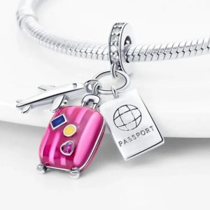Charm Pandora Avion Maleta Pasaporte Viajar Viaje Plata S925 Original