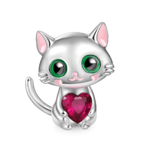 Charm Pandora Gato Mascota Gata Corazón De Ruby Plata S925 Original