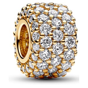 Charm Pandora Triple Brillante Pavé Oro Dorado Shine Original