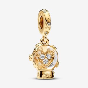 Charm Pandora Globo Corazón Copo De Nieve Oro Dorado Shine Original