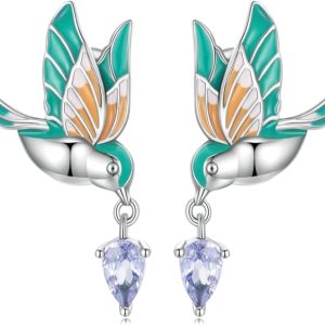 Aretes Pandora Colibri Ave Pajaro Brillante En Plata S925
