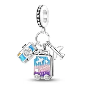 Charm Pandora Avion Maleta Camara Viajar Viaje Plata S925 Original