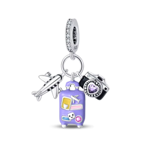 Charm Pandora Avion Maleta Camara Viajar Viaje Plata S925 Original