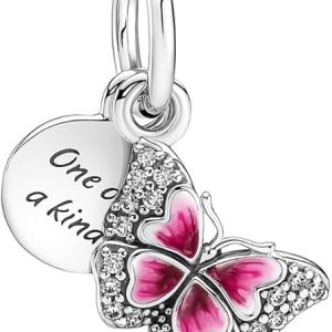 Charm Pandora Mariposa Rosa Colgante Brillante Plata S925 Original