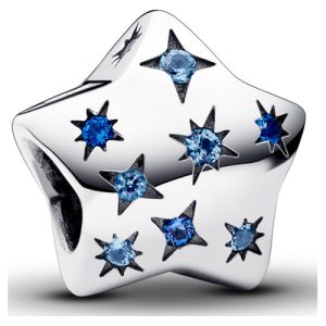 Charm Pandora Estrella Piedra Azul Brillante En Plata S925
