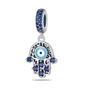 Charm Pandora Mano De Fátima Hamsa Azul Plata S925 Original
