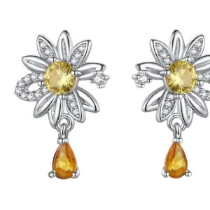 Aretes Pandora Flor Margarita Brillante Plata S925 Original