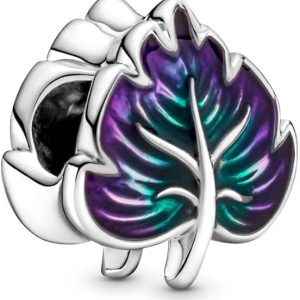 Charm Pandora Hoja Árbol Naturaleza Azul Lila Plata S925 Original
