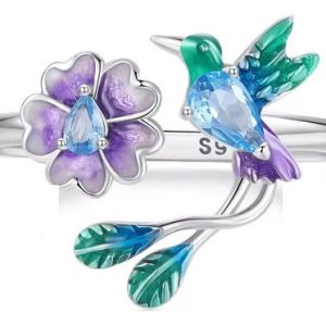 Anillo Pandora De Compromiso Colibrí Piedra Azul Plata S925 Original