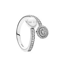 Anillo Pandora De Compromiso Perla Brillante Circonita Plata S925 Original