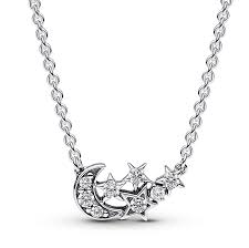 Collar Cadena Pandora Luna Y Estrella Plata S925 Original