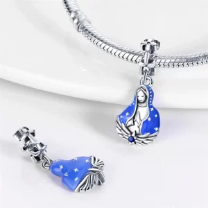 Charm Pandora Virgen María Azul Fe Religioso Original