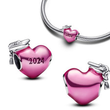 Charm Pandora Corazón Grado Graduación Prom 2024 Plata Original